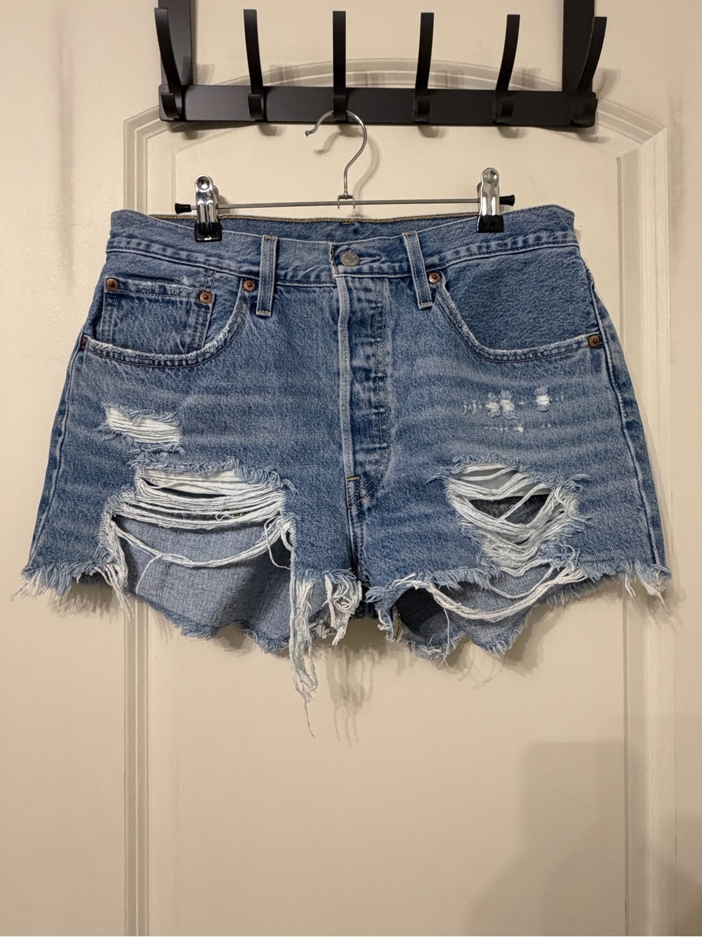 Levi’s 501 Original Quiet Riot Distressed Denim Shorts W31 High Rise